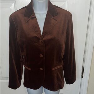 Elegant Brown Velvet Women's Blazer